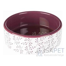   Trixie Ceramic Bowl - kerámia tál (mintás, fehér/berry) kutyák részére, 0,6l/Ø12cm 