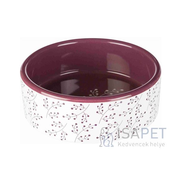 Trixie Ceramic Bowl - kerámia tál (mintás, fehér/berry) kutyák részére, 1,4l/Ø20cm