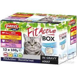   FitActive Fit-a-Box alutasakos eledel macskáknak vegyes ízekben - Multipack 12x100g