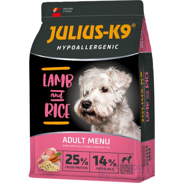 Julius-K9 Hypoallergenic Adult Lamb & Rice 3kg normál szemcse