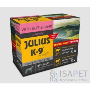 Julius-K9 Beef & Lamb szószos falatok kutyáknak 12x100g