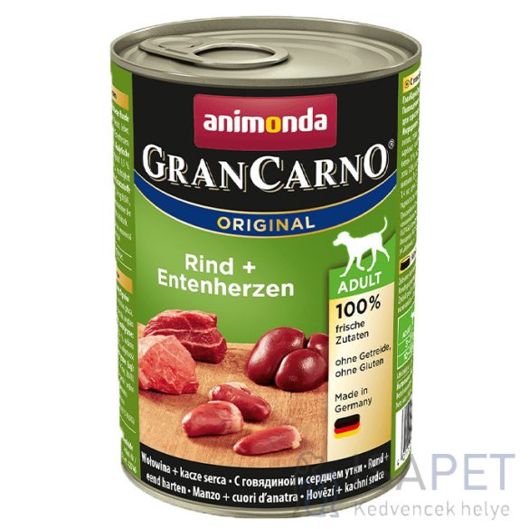 Animonda GranCarno Adult (marha,kacsaszív) konzerv - Felnőtt kutyák részére 6x400g