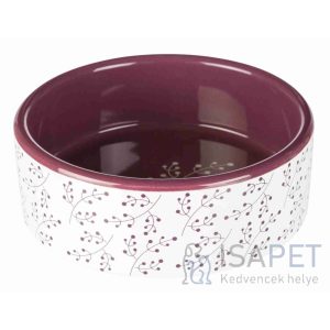 Trixie Ceramic Bowl - kerámia tál (mintás, fehér/berry) kutyák részére, 0,6l/Ø12cm