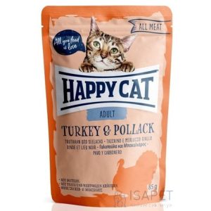 Happy Cat All Meat Adult alutasakos eledel pulykahússal és tőkehallal 85g