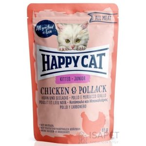 Happy Cat All Meat Kitten/Junior alutasakos eledel csirkehússal és tőkehallal 85 g