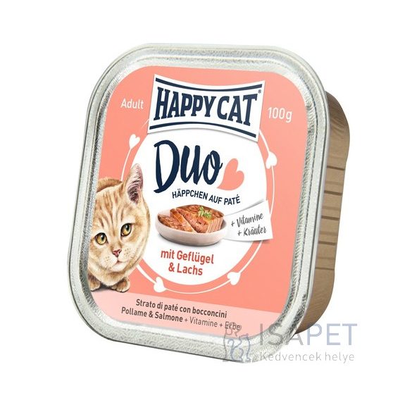 Happy Cat Minkas Duo szárnyas- és lazachúsos pástétom falatkák 12x100 g