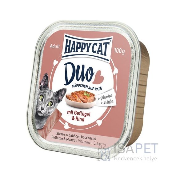 Happy Cat Minkas Duo szárnyas- és marhahúsos pástétom falatkák 12x100 g