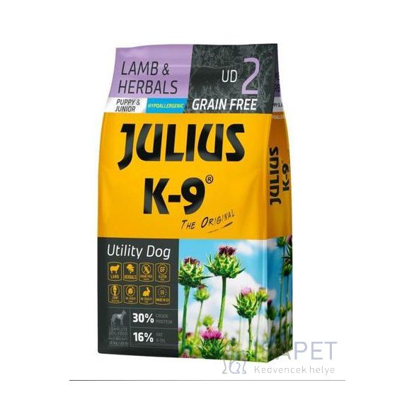 Julius-K9 GF Hypoallergenic Utility Dog Puppy & Junior Lamb & Herbals 340 g
