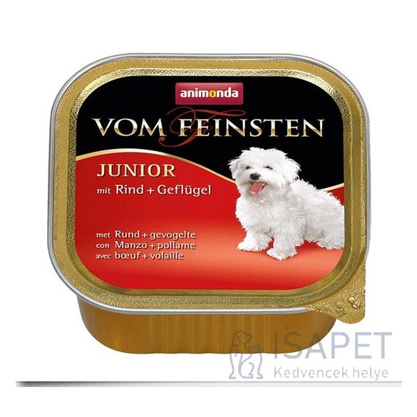 Animonda Vom Feinsten Junior – Marha- és szárnyashúsos kutyaeledel 11x150 g