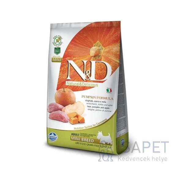 N&D Dog Grain Free Adult Mini sütőtök, vaddisznó & alma 800 g