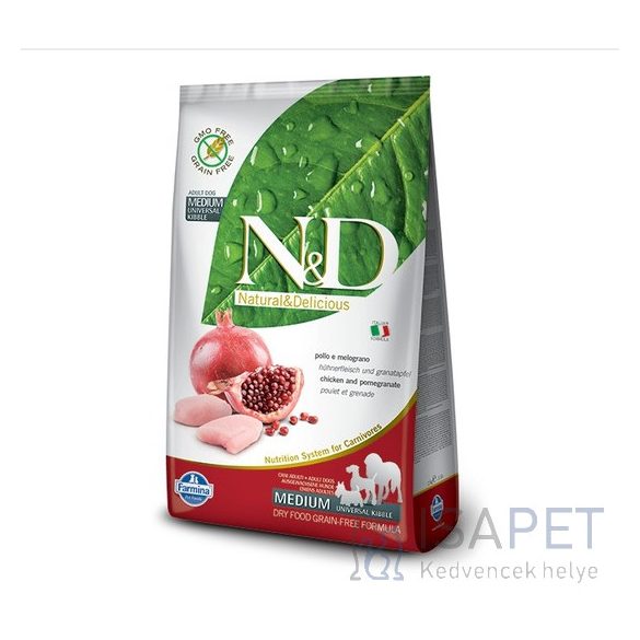 N&D Dog Adult Medium Chicken & Pomegranate Grain Free 2x12 kg