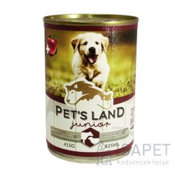   Pet's Land Dog Junior konzerv marhamájjal, bárányhússal és almával 415 g