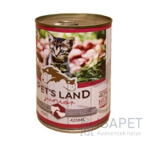 Pet's Land Cat Junior konzerv marhamájjal, bárányhússal és almával 415g