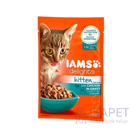 IAMS Cat Delights Kitten – Csirke falatkák ízletes szószban 85 g