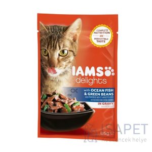 IAMS Cat Delights – Tengeri hal és zöldbab szószban 85 g