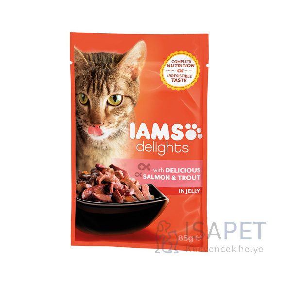 IAMS Cat Delights – Lazac és pisztráng aszpikban 85 g