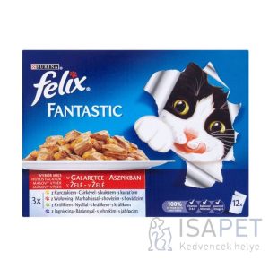 Felix alutasakos macskaeledel – Húsos falatok aszpikban – Multipack 12x 100 g