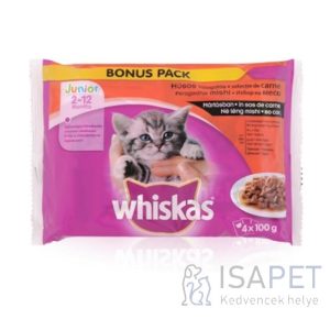 Whiskas Junior Húsos válogatás mártásban - Alutasakos – Multipack 4x100 g