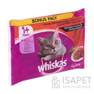 Whiskas Húsos, zöldséges válogatás – Alutasakos eledel – Multipack 4x100 g